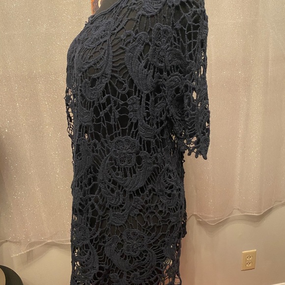 XL 1X Black Lace Short Sleeve Top - Picture 4 of 7